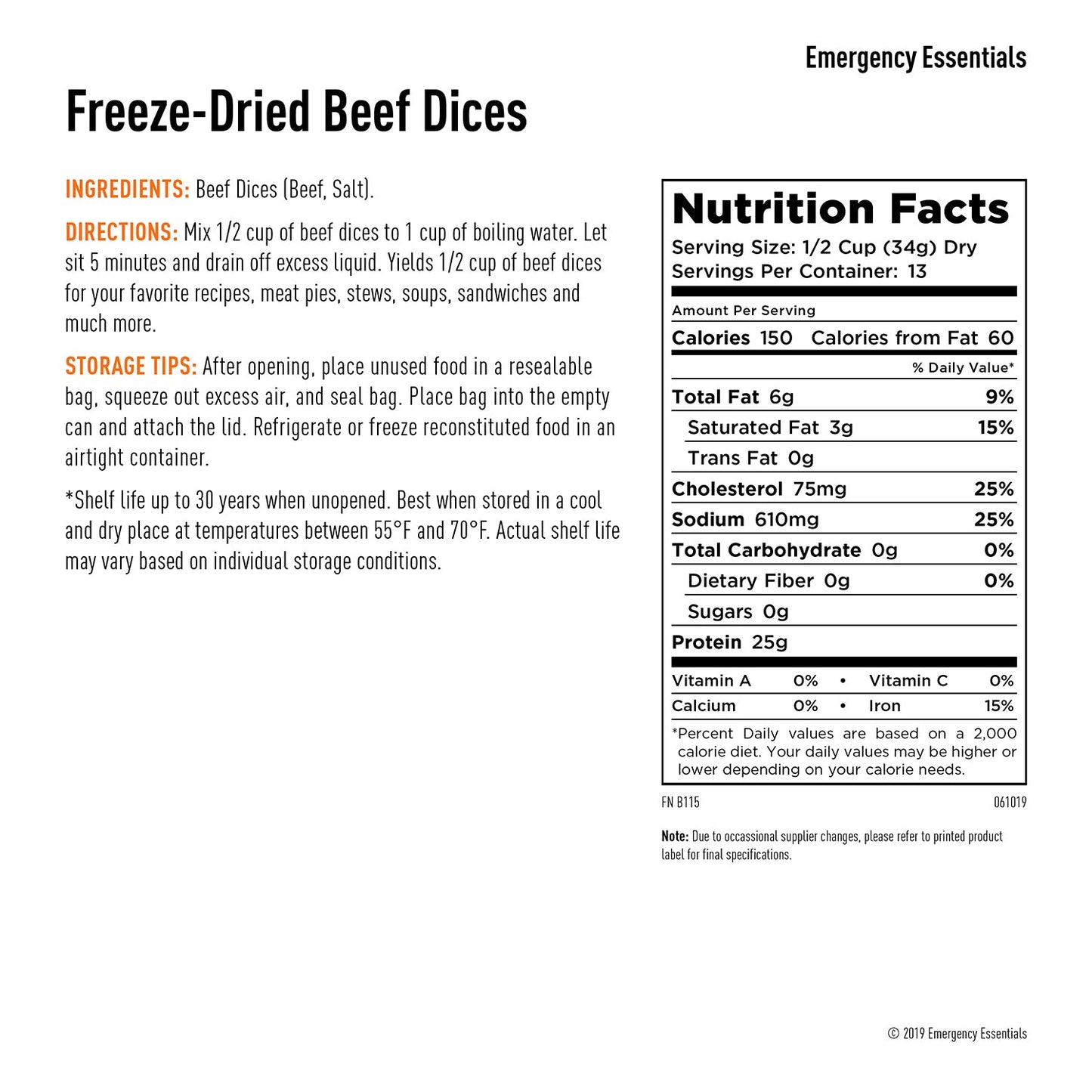 Freeze Dried Beef Dices